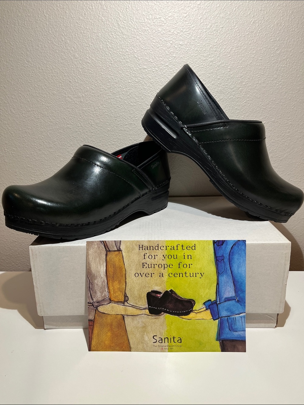 Sanita Professional Cabrio Leather Slip-On Clog - Dark Green